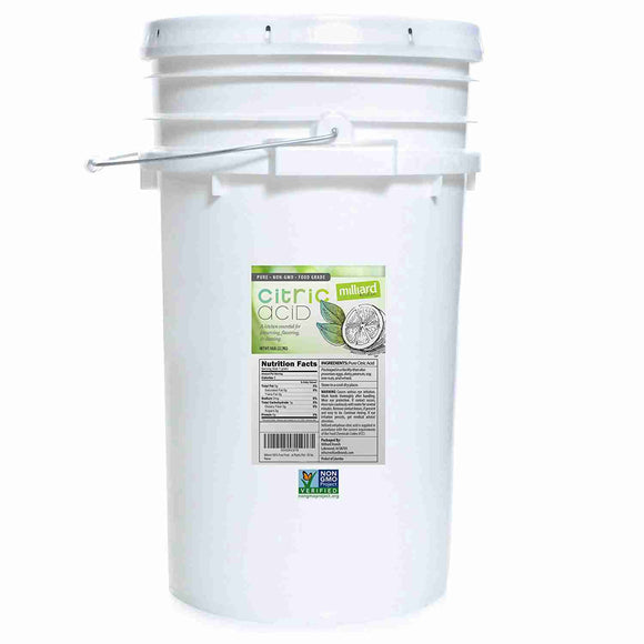 Milliard Citric Acid 50 Pound PAIL – 100% Pure Food Grade NON-GMO Project VERIFIED 50 Pound