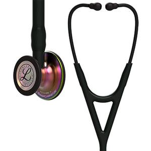 3M Littmann Cardiology IV Diagnostic Stethoscope Rainbow-Finish Chestpiece Black Tube Stem and Headset 27 inch 6165