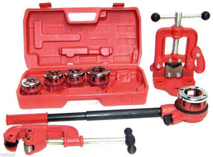 Clamps & Vises Pipe Threader Ratchet Type with 5 dies + Pipe Cutter # 2 + Clamp on Pipe Vise #1